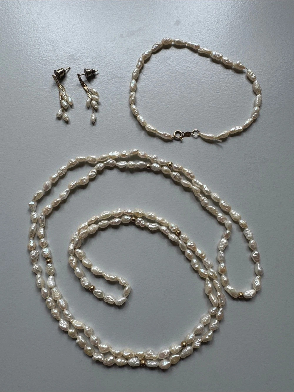 14K Gold and Freshwater Baroque Pearl Jewelry Set
